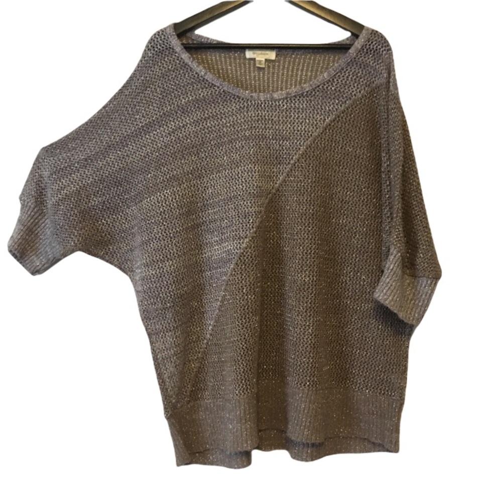 Dressbarn Sparkly Sweater Gray Silver Blouse 3X